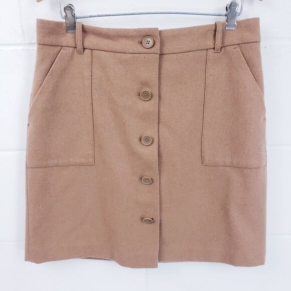 Eddie Bauer Women’s Camel Brown Merser Fit Wool Blend Lined Career Skirt Size 4 - Picture 1 of 9